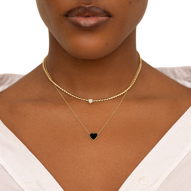 Mini Onyx Inlay Heart Necklace