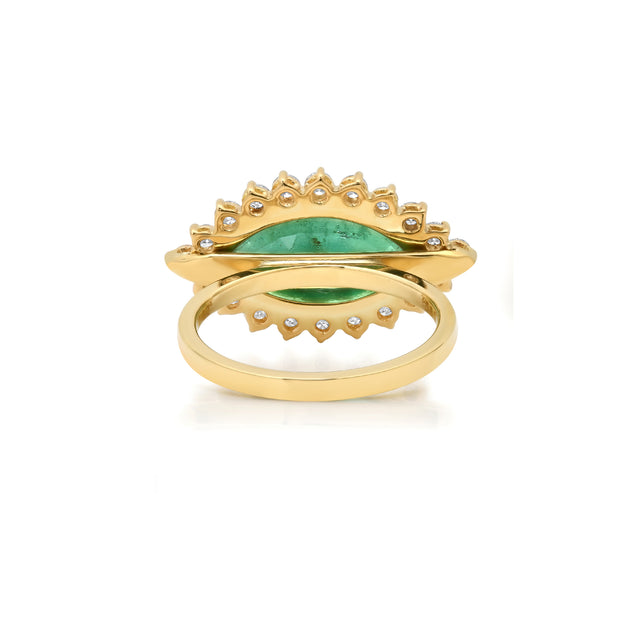 Large Emerald and Diamond Marquise Ring