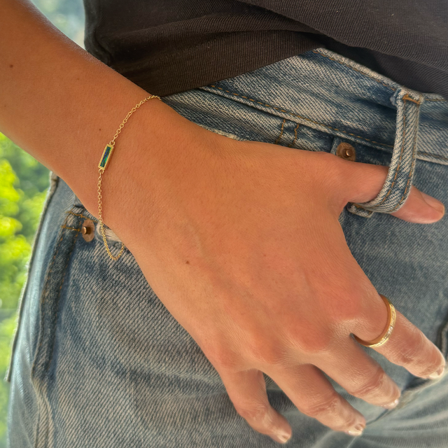 Opal Inlay Bar Bracelet