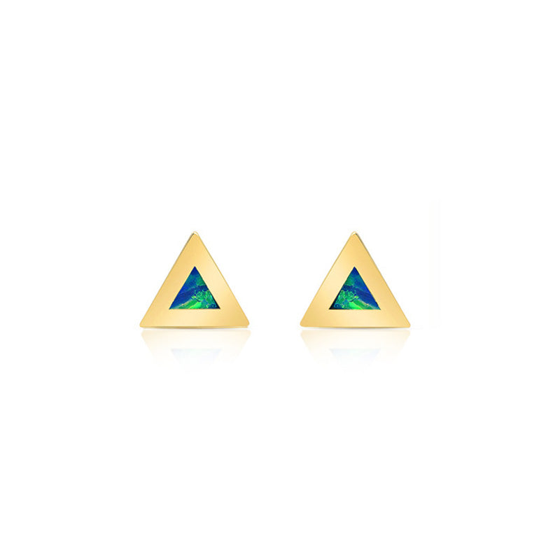 Opal Inlay Triangle Studs