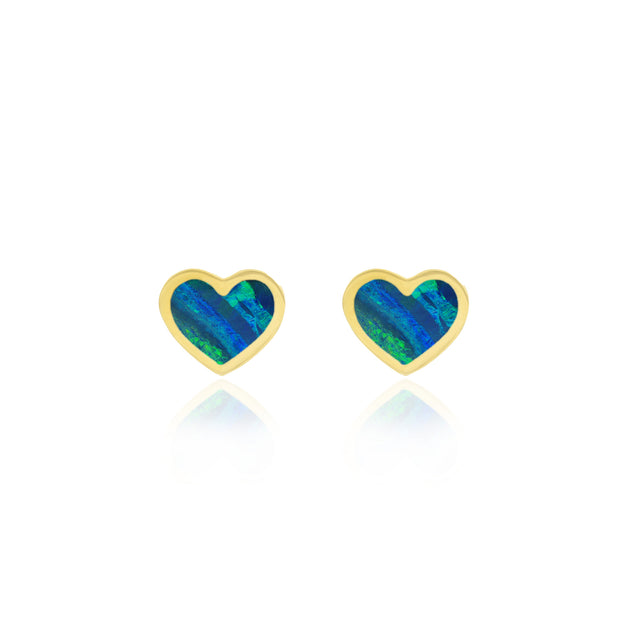 Opal Inlay Heart Studs