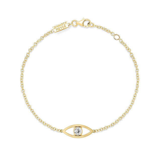 Open Evil Eye Bracelet with Diamond Center