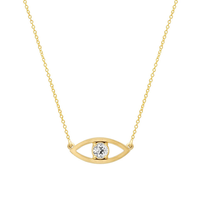 Open Evil Eye Necklace with Diamond Center 