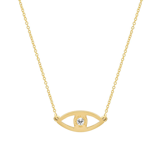 Open Evil Eye Necklace with Diamond Center 