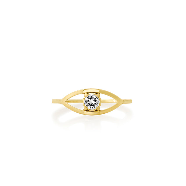Open Evil Eye Ring with Diamond Center