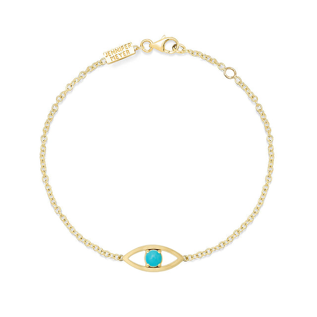 Open Evil Eye Bracelet with Turquoise Center