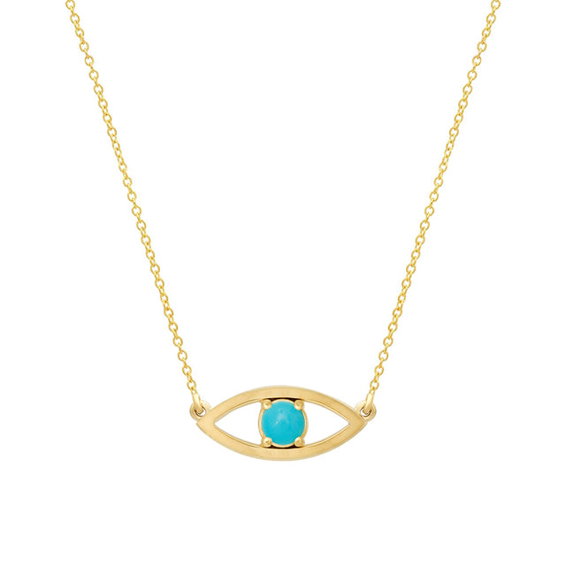 Open Evil Eye Necklace with Turquoise Center