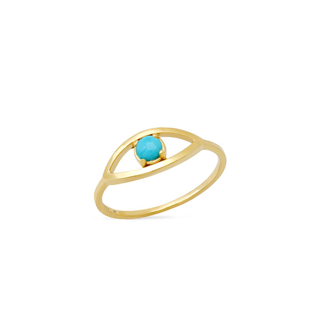 Open Evil Eye Ring with Turquoise Center