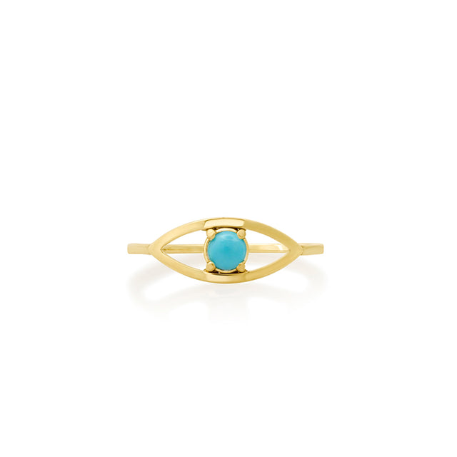 Open Evil Eye Ring with Turquoise Center