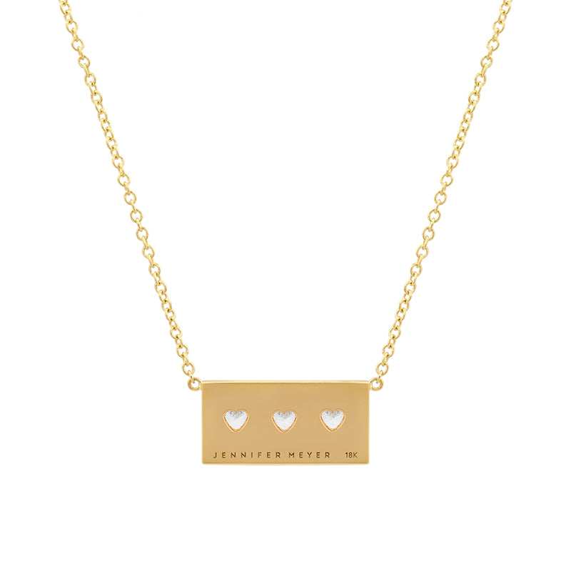Ellen Plate with 3 Heart-Cut Diamond Detail Necklace