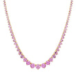 Large Graduated 3-Prong Pink Sapphire Tennis Necklace