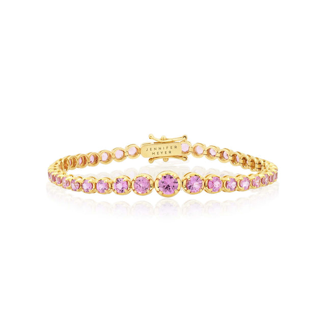 Large Graduated Pink Sapphire Tennis Bracelet