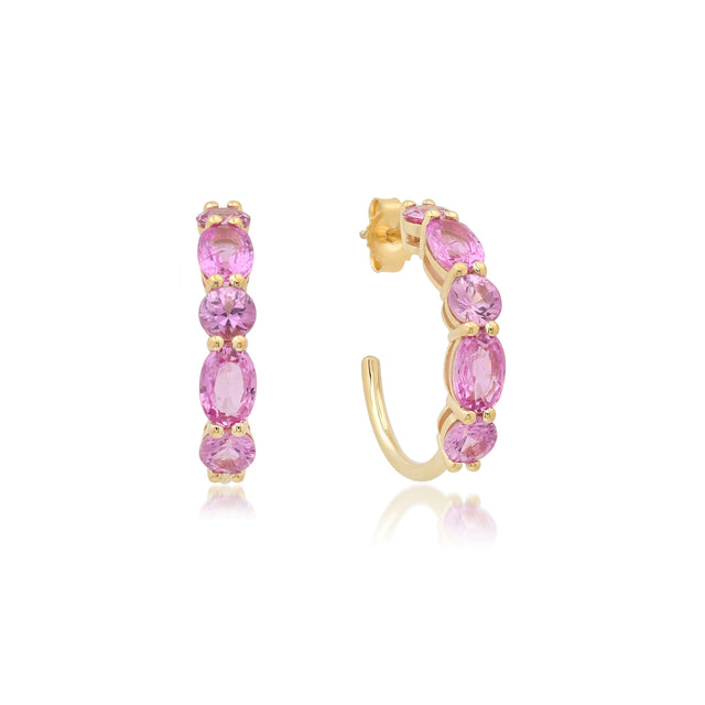 Small Pink Sapphire Mosaic Hoops