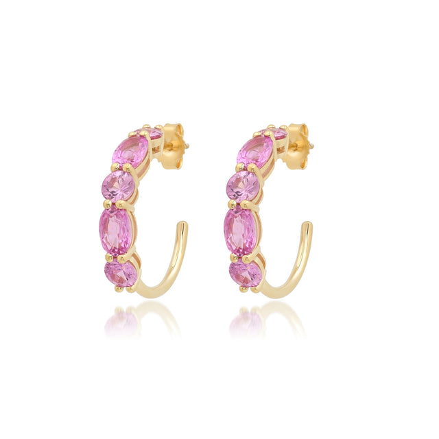 Small Pink Sapphire Mosaic Hoops