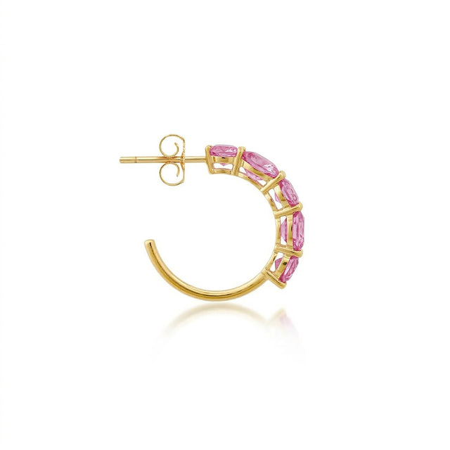 Small Pink Sapphire Mosaic Hoops