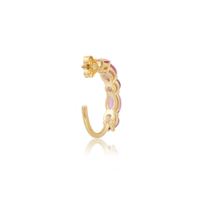 Small Pink Sapphire Mosaic Hoops