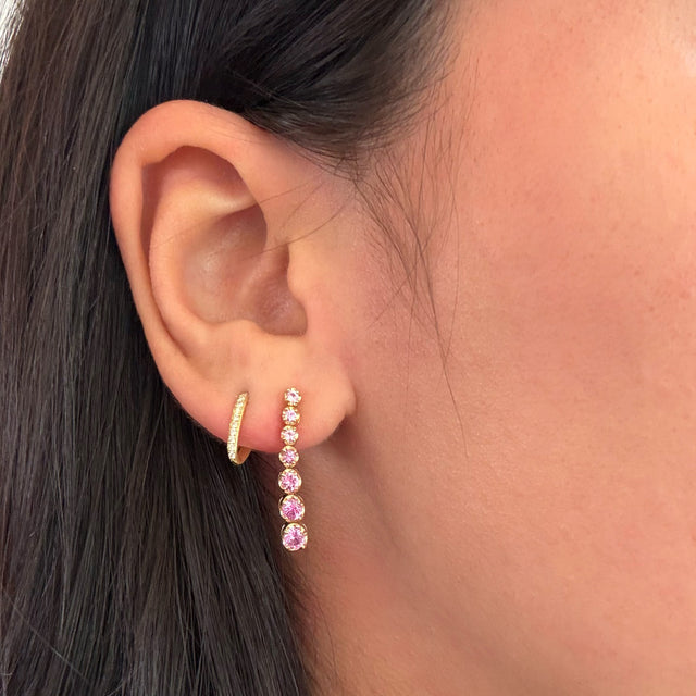Graduated Pink Sapphire Tennis Studs