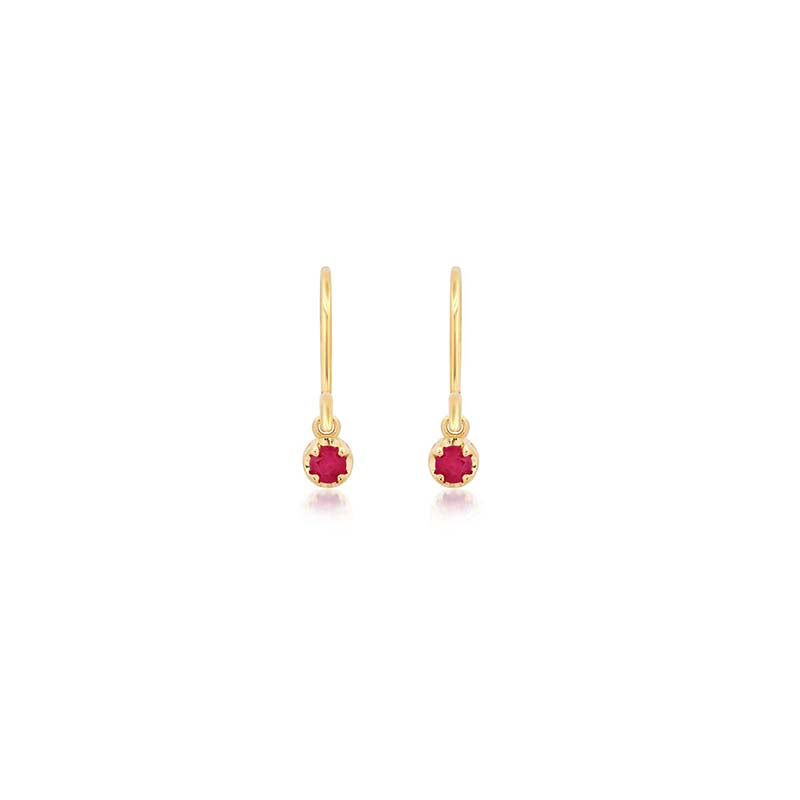 Single Illusion-Set Ruby Drop Earrings
