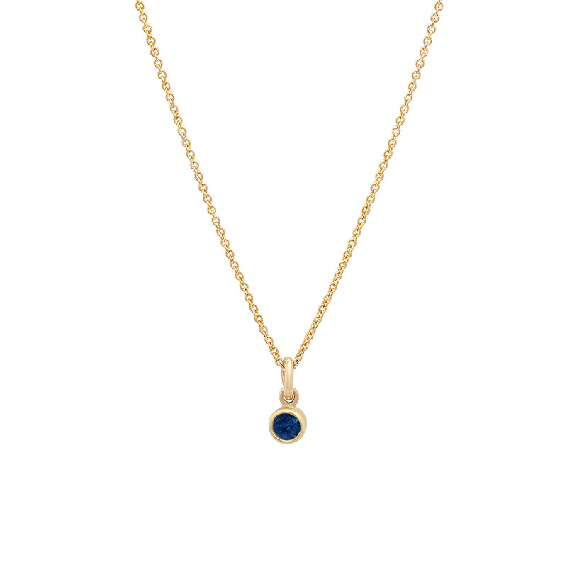 Large Blue Sapphire Single Bezel Necklace
