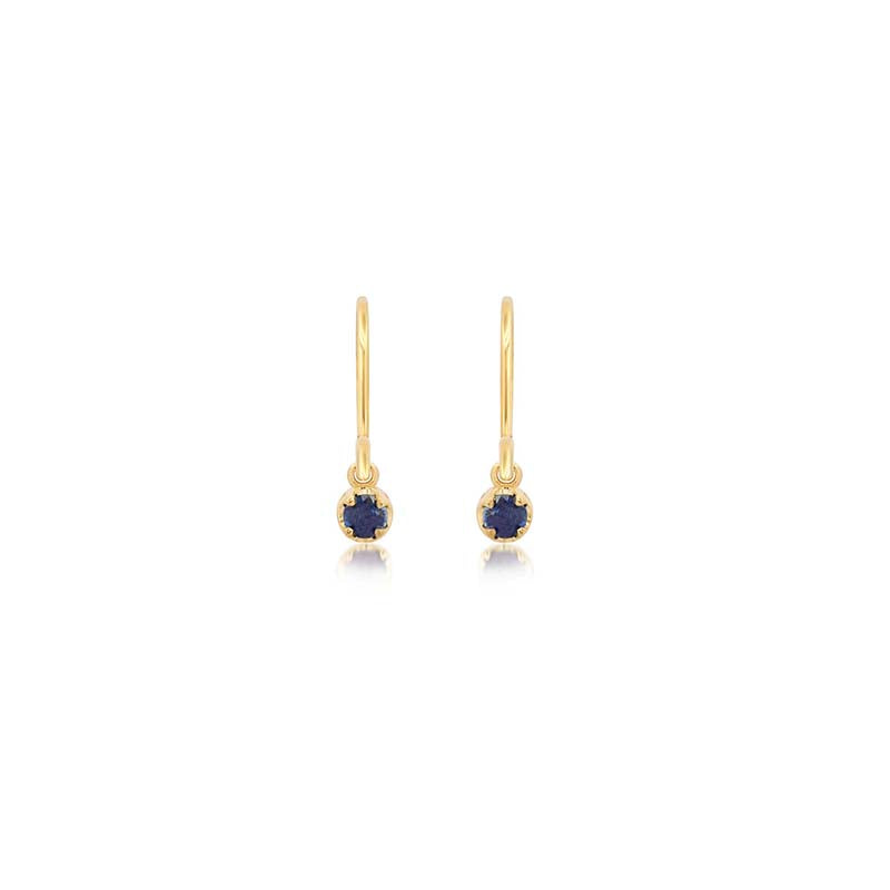 Single Illusion-Set Sapphire Drop Earrings