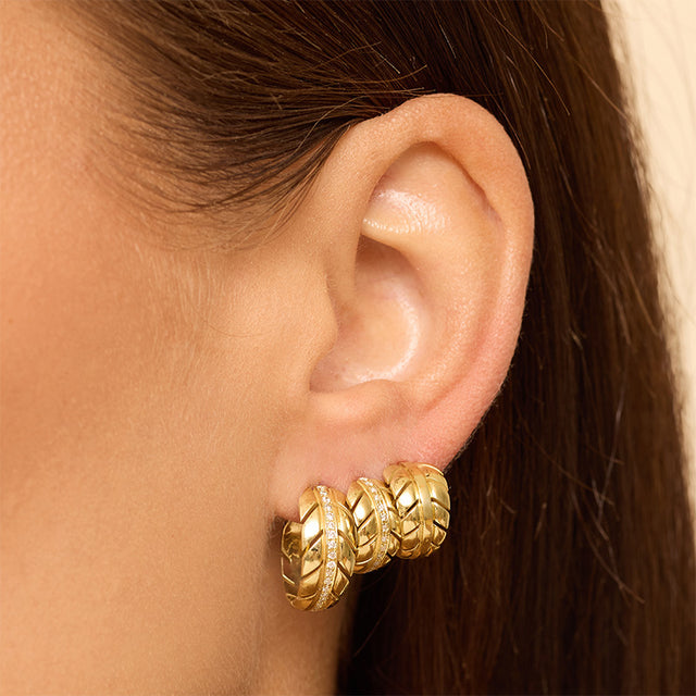 Small Leaf Hoops with Diamonds