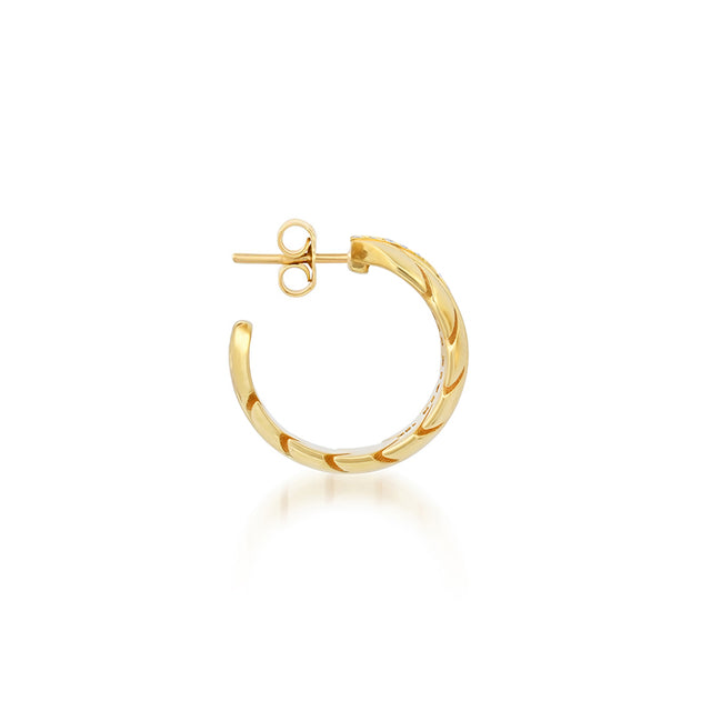 Small Leaf Hoops with Diamonds