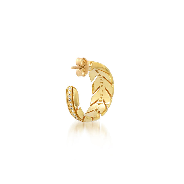 Small Leaf Hoops with Diamonds
