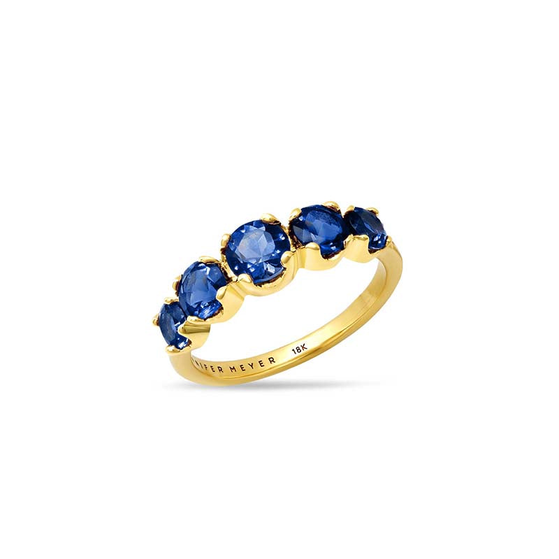 Large Graduated Blue Sapphire Ring