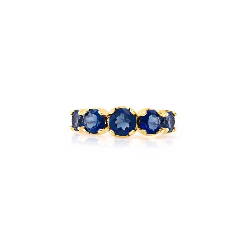 Large Graduated Blue Sapphire Ring