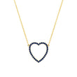 Large Blue Sapphire Open Heart Necklace