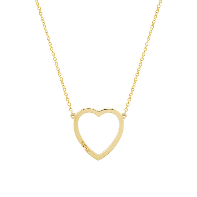 Large Blue Sapphire Open Heart Necklace