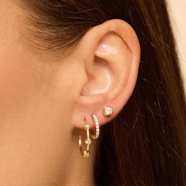 Small Hoops with 3 Illusion Set Diamonds