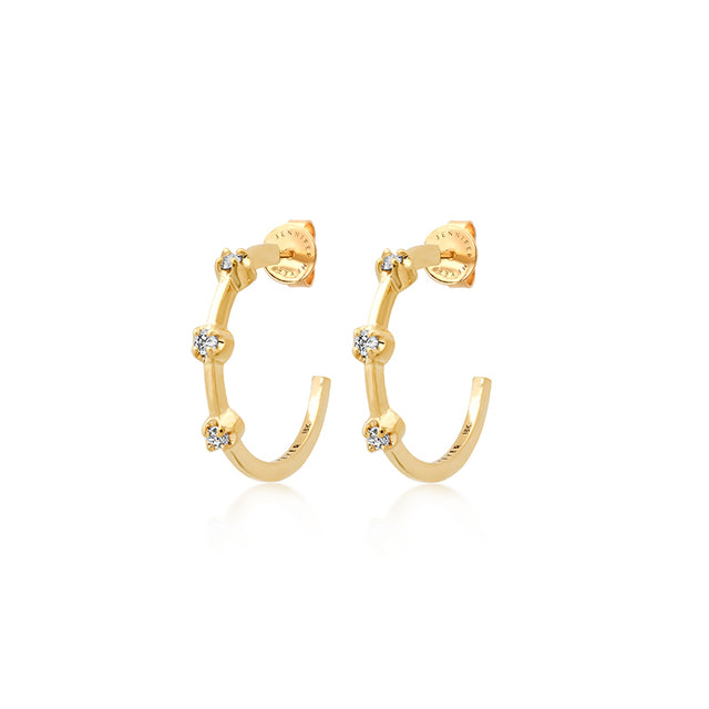 Small Hoops with 3 Illusion Set Diamonds