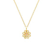 Petite Statement Aquamarine Flower Pendant Necklace with Morganite Center