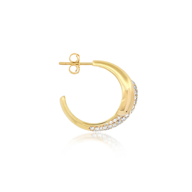 Small Double Dome Hoops with Diamond Accent