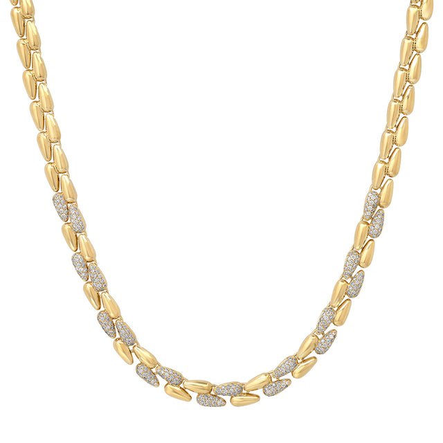 Small Double Dome Tennis Necklace with Diamond Accents