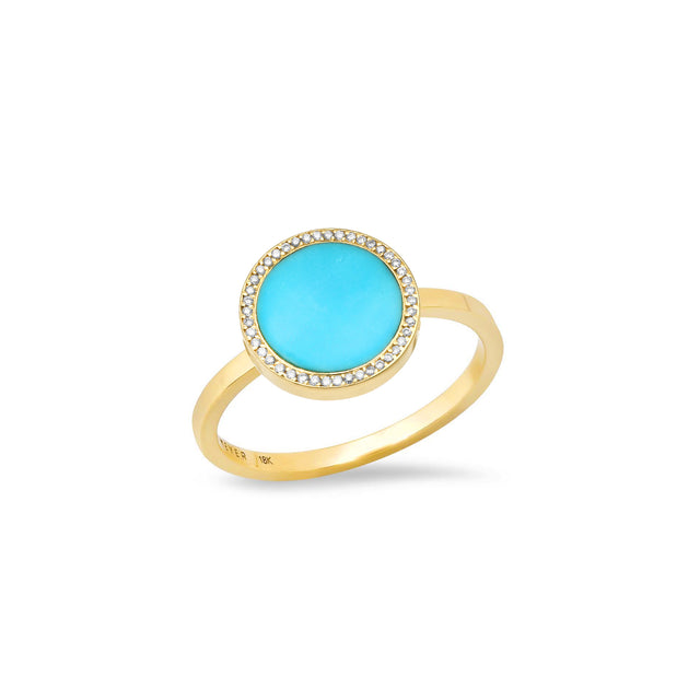 Turquoise Inlay Circle Ring with Diamonds