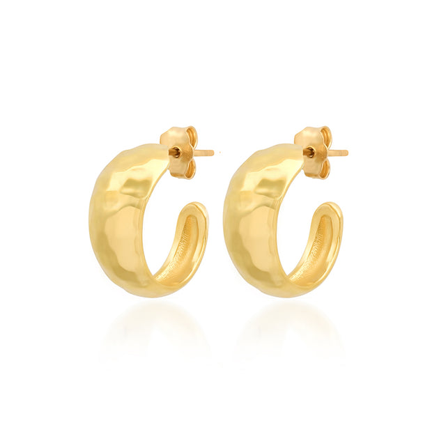 Small Hammered Tapered Hoops