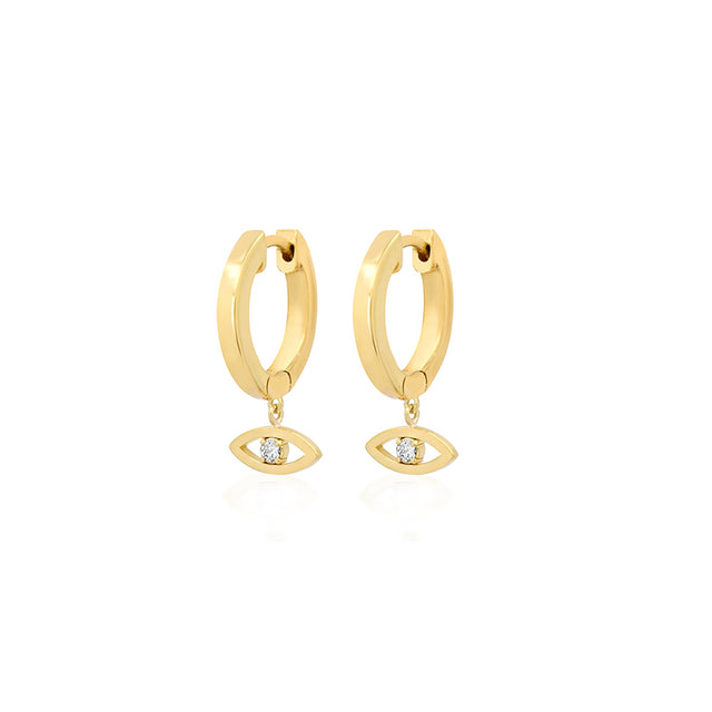 Small Huggies with Mini Open Evil Eye Drop