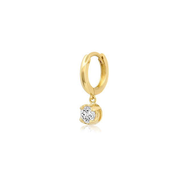 Single Small Huggie with Small Illusion Set Diamond Drop