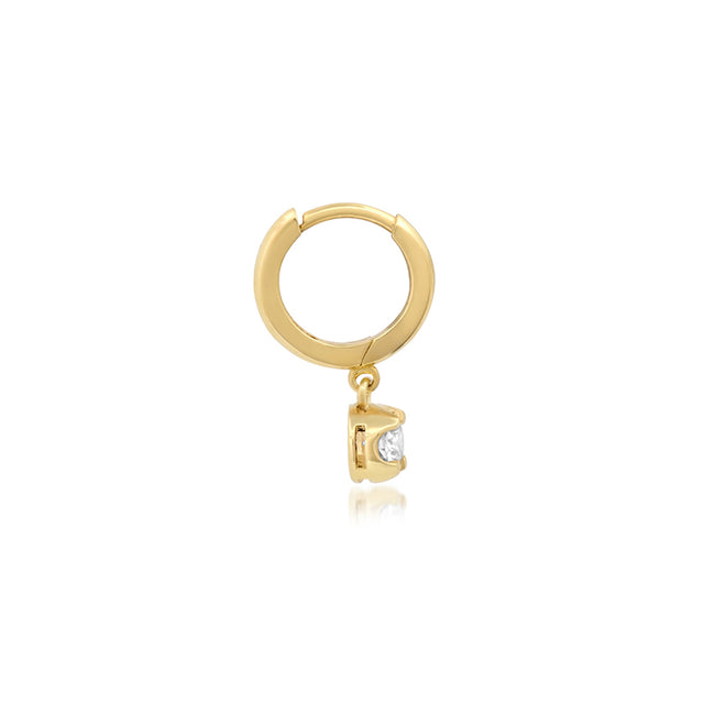 Single Small Huggie with Small Illusion Set Diamond Drop
