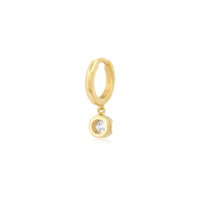 Single Small Huggie with Small Illusion Set Diamond Drop