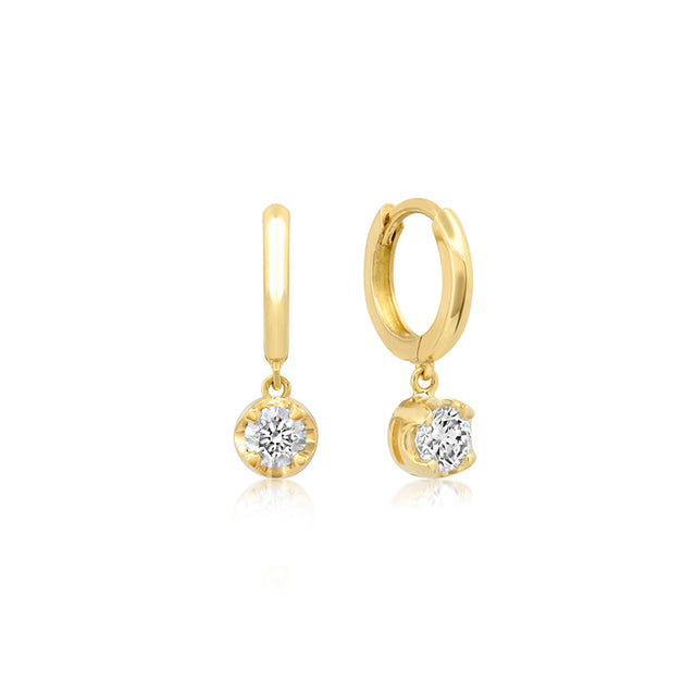Small Huggies with Small Illusion Set Diamond Drop