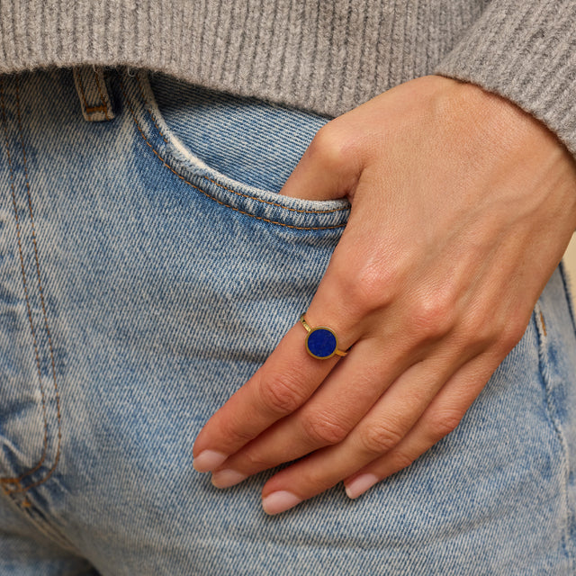 Lapis Inlay Circle Ring