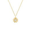Petite Statement Aquamarine Flower Pendant Necklace with Morganite Center