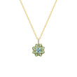 Petite Statement Mint Tourmaline Flower Pendant Necklace with Aquamarine Center