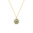 Petite Statement Mint Tourmaline Flower Pendant Necklace with Morganite Center