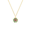 Petite Statement Turquoise Flower Pendant Necklace with Amethyst Center