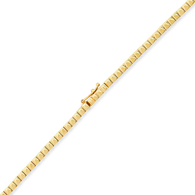 Square Tennis Necklace with 3 Illusion Set Emerald Accents