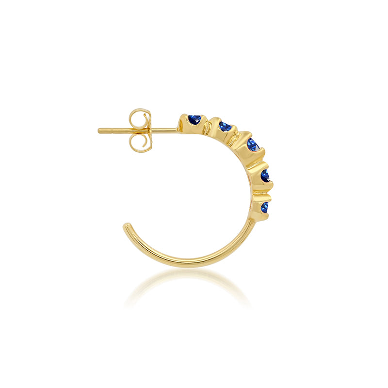 Small Blue Sapphire Graduated Hoops